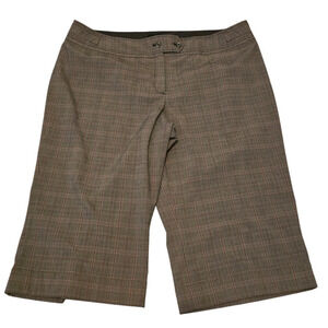 Lane Bryant Brown Red Pinstrip Plaid Wide Leg Business Casual Women's Capri's 26